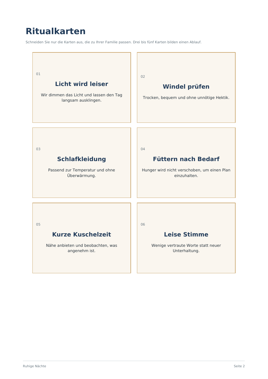 Ausdruckbare Ritualkarten